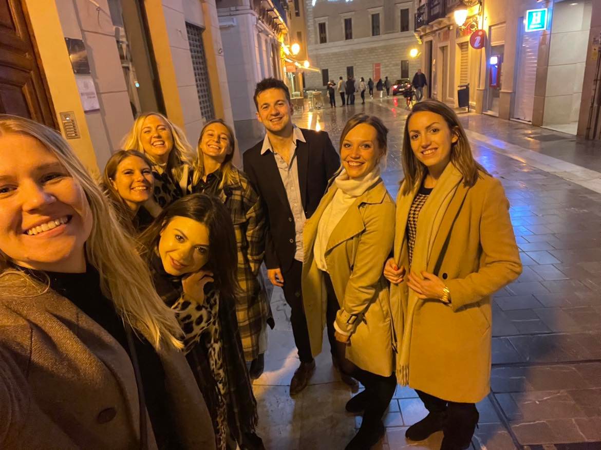 Malaga office team enjoying Christmas party dinner